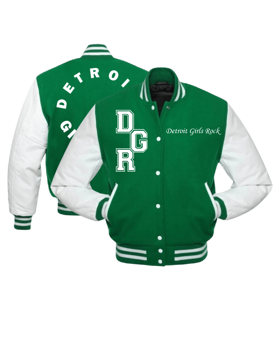 Varsity jacket green outlet and white